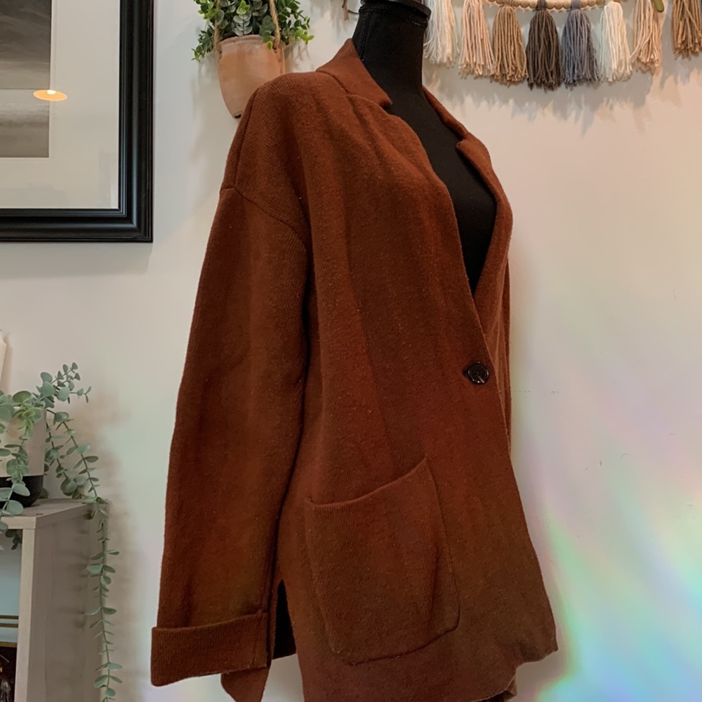 Talbots Single Button Wool Blend Rust Cardigan - image 5